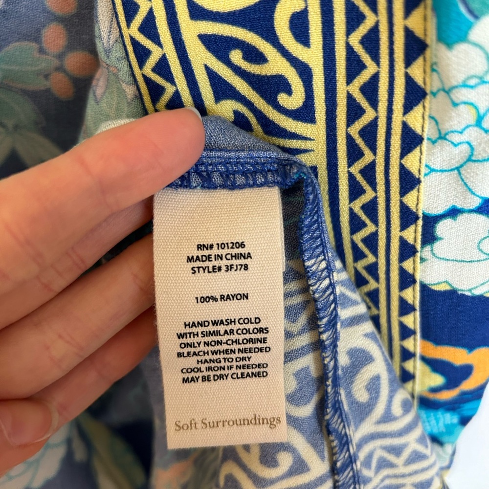 Soft surroundings kimono duster topper jacket floral print blue paisley boho - Picture 6 of 6